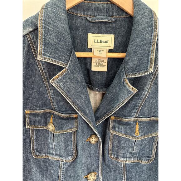 Vtg LL Bean Denim Barn Jacket Womens M Stretch DTD3 Chore Coat Casual Country - Picture 4 of 15